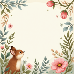 Junk Journal — Whimsical Woodland-creature Illustration Peeking Through Soft Printable / Etsy #0004 (Recraft)