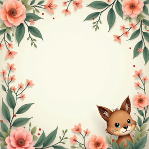 Junk Journal — Whimsical Woodland-creature Illustration Peeking Through Soft Printable / Etsy #0028 (Recraft)