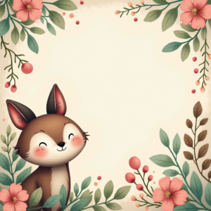 Junk Journal — Whimsical Woodland-creature Illustration Peeking Through Soft Printable / Etsy #0148 (Recraft)