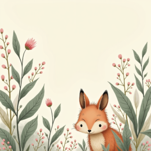 Junk Journal — Whimsical Woodland-creature Illustration Peeking Through Soft Printable / Etsy #0190 (Stable Diffusion)