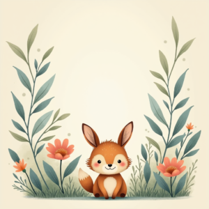 Junk Journal — Whimsical Woodland-creature Illustration Peeking Through Soft Printable / Etsy #0202 (Stable Diffusion)