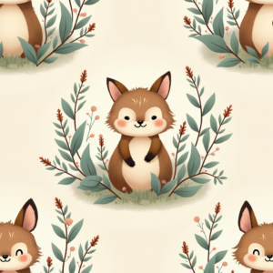 Junk Journal — Whimsical Woodland-creature Illustration Peeking Through Soft Printable / Etsy #0236 (Dreamina)