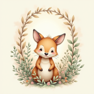 Junk Journal — Whimsical Woodland-creature Illustration Peeking Through Soft Printable / Etsy #0278 (ChatGPT)