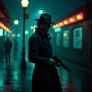 Luxury Lifestyle — Detective In A Rain-damp Trench Coat Cinematic #0011 (Midjourney)