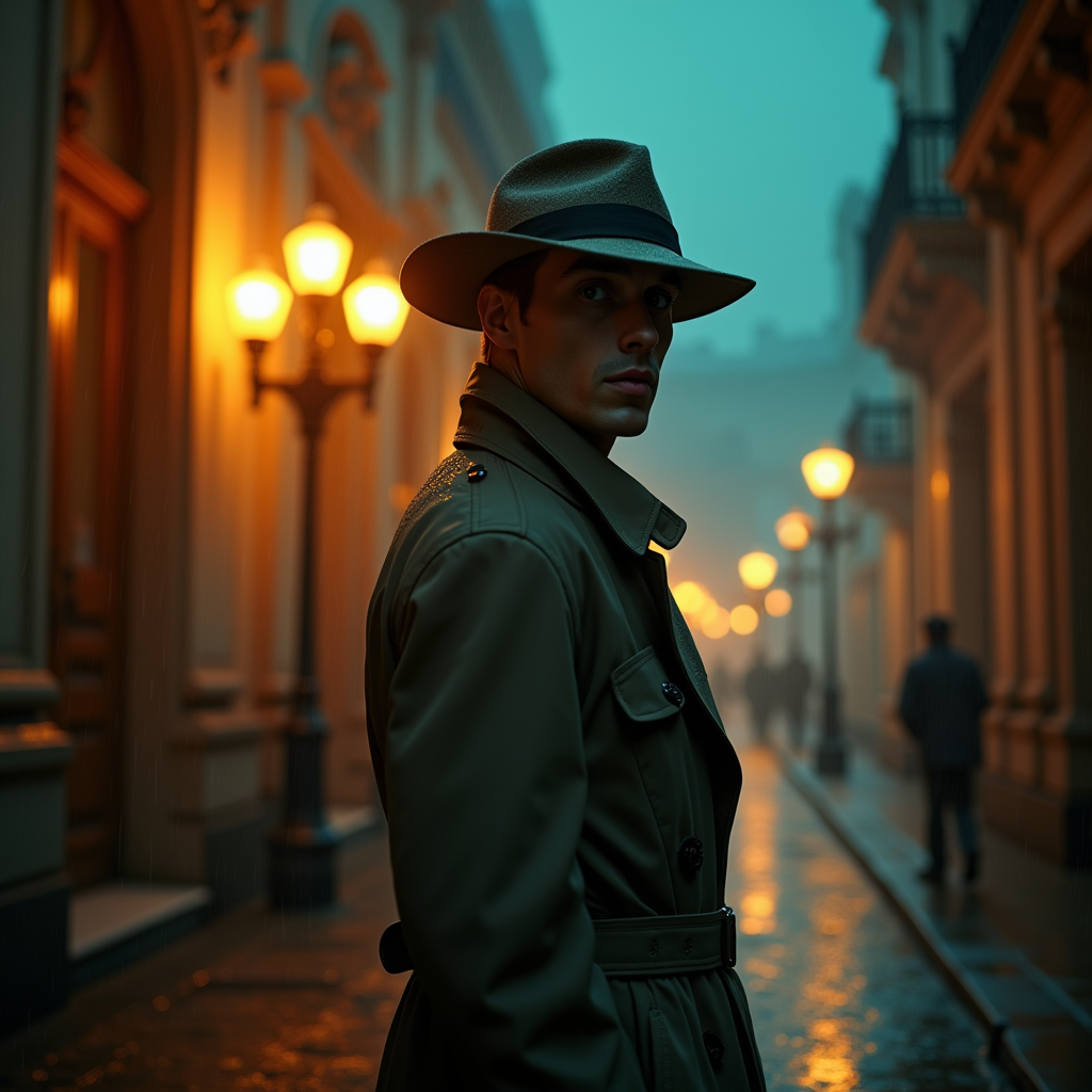Luxury Lifestyle — Detective In A Rain-damp Trench Coat Cinematic #0077 (Firefly)