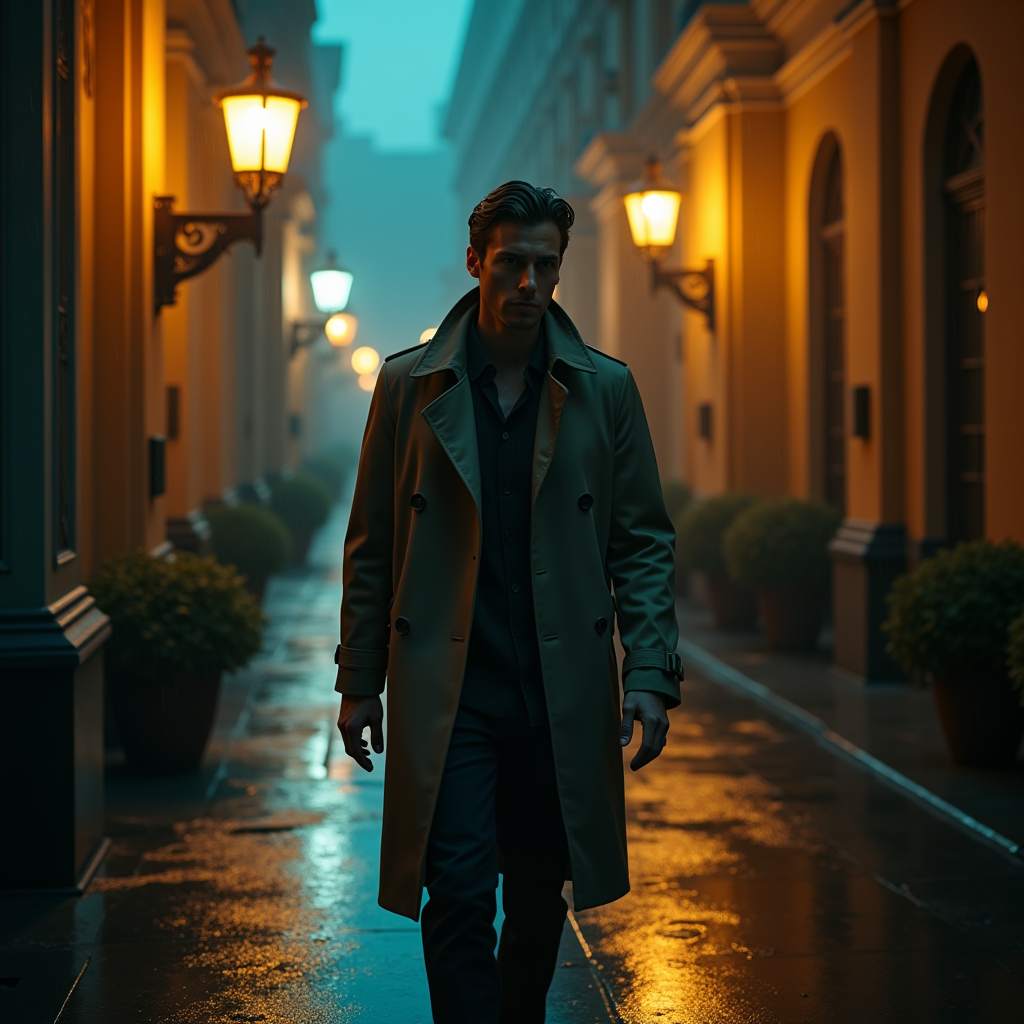 Luxury Lifestyle — Detective In A Rain-damp Trench Coat Cinematic #0101 (Firefly)