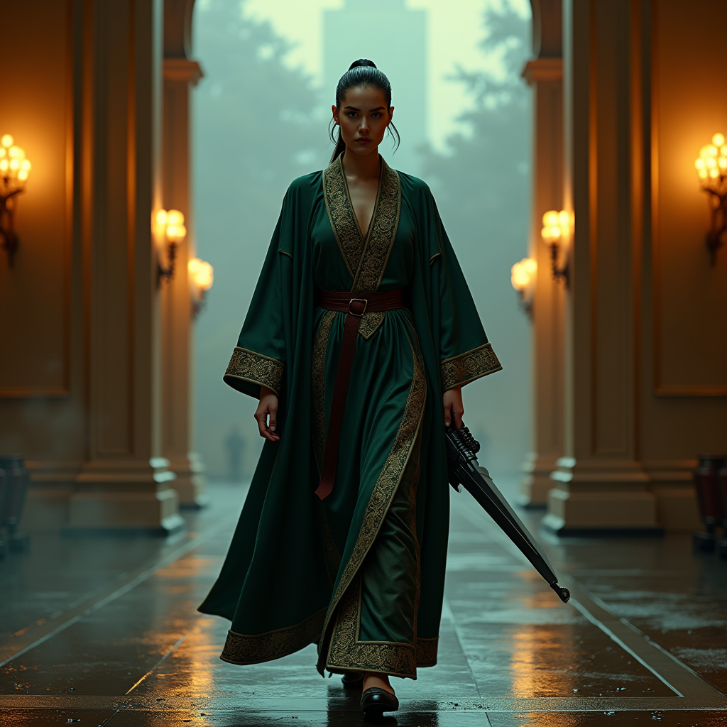 Luxury Lifestyle — Regal Figure In Flowing Embroidered Robes Cinematic #0082 (Dreamina)