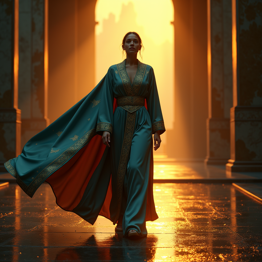 Luxury Lifestyle — Regal Figure In Flowing Embroidered Robes Cinematic #0310 (Dreamina)