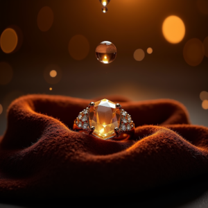Luxury Product Ads — Faceted Gemstone Ring Nestled In Dark Product Ads #0047 (Midjourney)