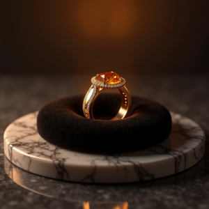 Luxury Product Ads — Faceted Gemstone Ring Nestled In Dark Product Ads #0077 (Firefly)