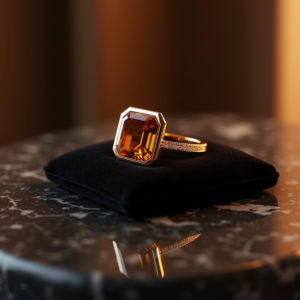 Luxury Product Ads — Faceted Gemstone Ring Nestled In Dark Product Ads #0089 (Firefly)