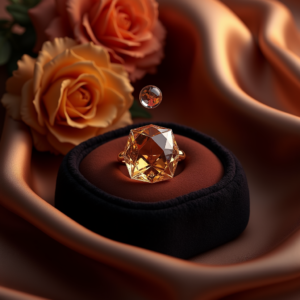 Luxury Product Ads — Faceted Gemstone Ring Nestled In Dark Product Ads #0119 (Midjourney)