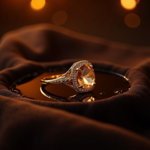 Luxury Product Ads — Faceted Gemstone Ring Nestled In Dark Product Ads #0197 (Firefly)