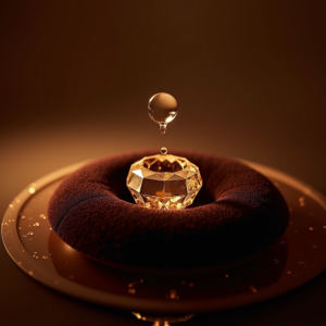 Luxury Product Ads — Faceted Gemstone Ring Nestled In Dark Product Ads #0263 (Midjourney)