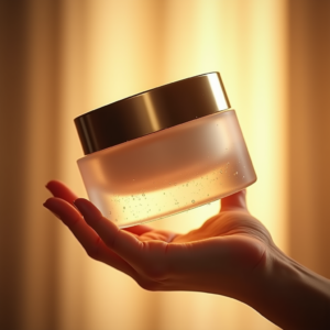 Luxury Product Ads — Frosted-glass Cosmetics Jar With A Brushed-silver Product Ads #0002 (Krea)