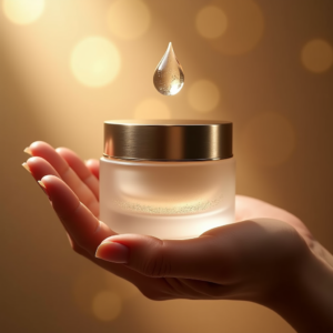 Luxury Product Ads — Frosted-glass Cosmetics Jar With A Brushed-silver Product Ads #0008 (Leonardo)
