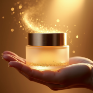 Luxury Product Ads — Frosted-glass Cosmetics Jar With A Brushed-silver Product Ads #0020 (Leonardo)