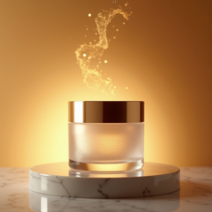 Luxury Product Ads — Frosted-glass Cosmetics Jar With A Brushed-silver Product Ads #0092 (Leonardo)