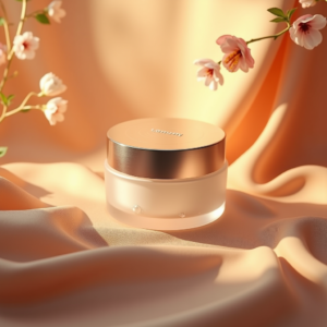 Luxury Product Ads — Frosted-glass Cosmetics Jar With A Brushed-silver Product Ads #0134 (Krea)