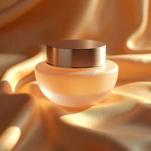 Luxury Product Ads — Frosted-glass Cosmetics Jar With A Brushed-silver Product Ads #0170 (Krea)