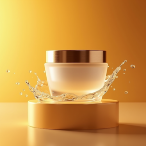Luxury Product Ads — Frosted-glass Cosmetics Jar With A Brushed-silver Product Ads #0284 (Leonardo)
