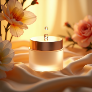 Luxury Product Ads — Frosted-glass Cosmetics Jar With A Brushed-silver Product Ads #0332 (Leonardo)