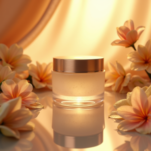 Luxury Product Ads — Frosted-glass Cosmetics Jar With A Brushed-silver Product Ads #0338 (Krea)