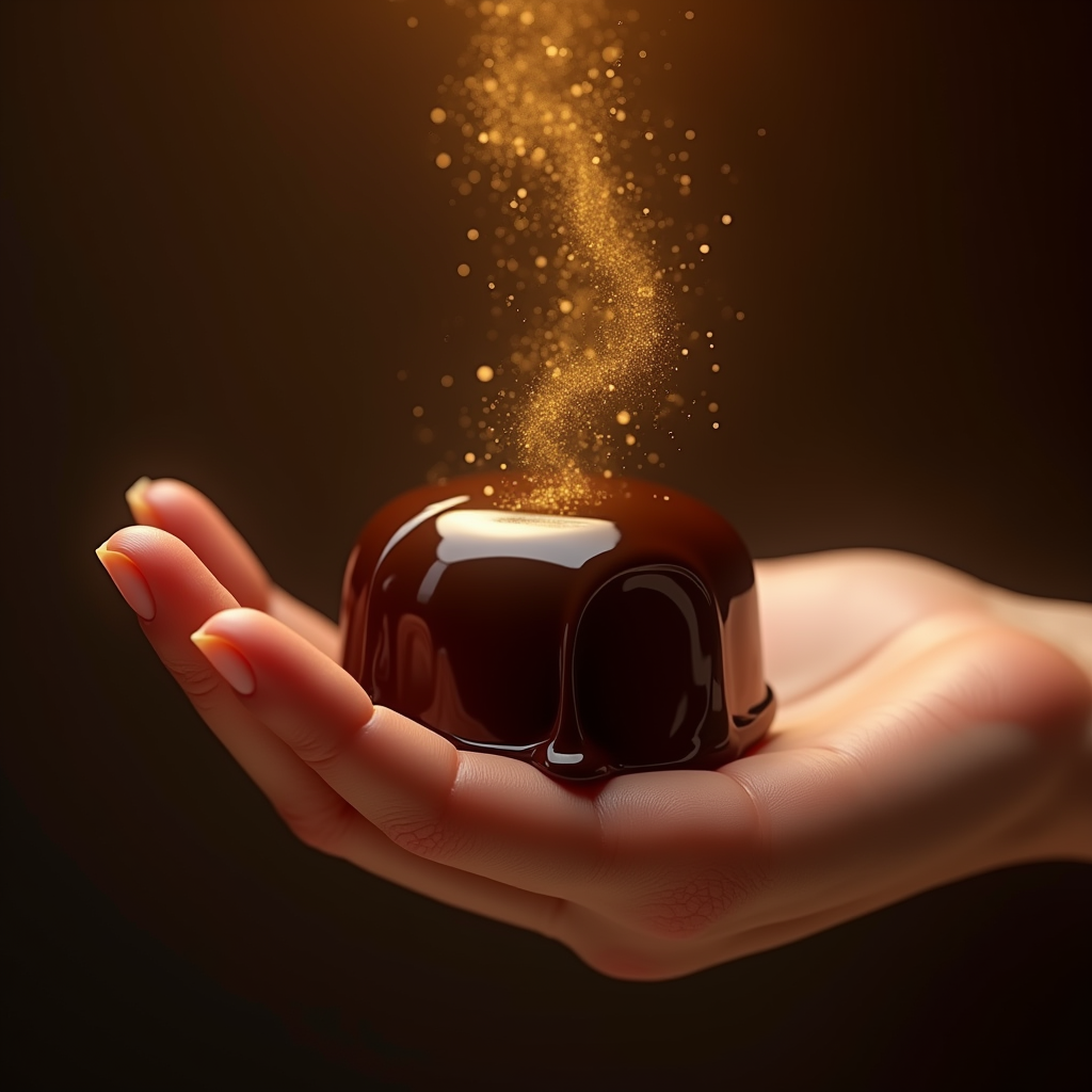 Luxury Product Ads — Rich Dark-chocolate Dessert With A Glossy Product Ads #0021 (Seedream)