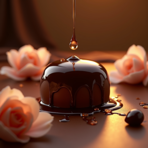Luxury Product Ads — Rich Dark-chocolate Dessert With A Glossy Product Ads #0117 (Seedream)