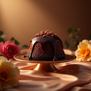 Luxury Product Ads — Rich Dark-chocolate Dessert With A Glossy Product Ads #0141 (Seedream)