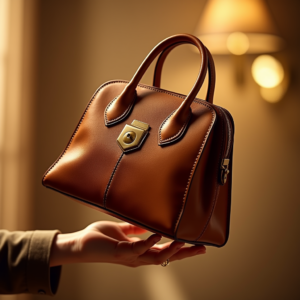 Luxury Product Ads — Tailored Leather Handbag With Polished Gold Product Ads #0004 (ChatGPT)