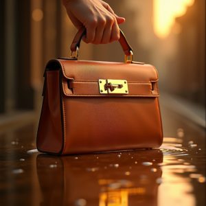 Luxury Product Ads — Tailored Leather Handbag With Polished Gold Product Ads #0016 (ChatGPT)