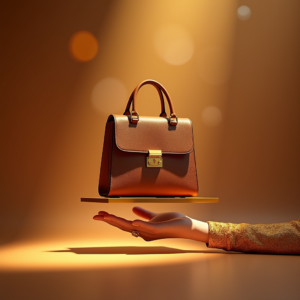 Luxury Product Ads — Tailored Leather Handbag With Polished Gold Product Ads #0034 (Dreamina)