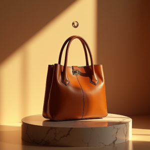 Luxury Product Ads — Tailored Leather Handbag With Polished Gold Product Ads #0082 (Dreamina)