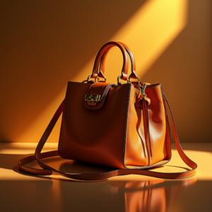 Luxury Product Ads — Tailored Leather Handbag With Polished Gold Product Ads #0196 (ChatGPT)