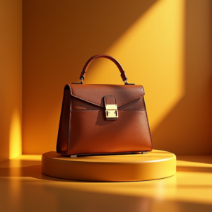 Luxury Product Ads — Tailored Leather Handbag With Polished Gold Product Ads #0214 (Dreamina)