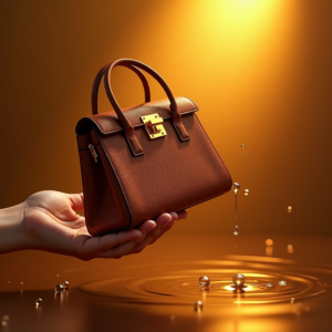 Luxury Product Ads — Tailored Leather Handbag With Polished Gold Product Ads #0220 (ChatGPT)