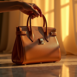 Luxury Product Ads — Tailored Leather Handbag With Polished Gold Product Ads #0232 (ChatGPT)