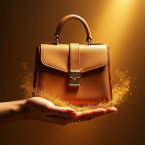 Luxury Product Ads — Tailored Leather Handbag With Polished Gold Product Ads #0238 (Dreamina)