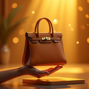 Luxury Product Ads — Tailored Leather Handbag With Polished Gold Product Ads #0250 (Dreamina)
