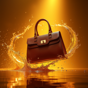 Luxury Product Ads — Tailored Leather Handbag With Polished Gold Product Ads #0274 (Dreamina)