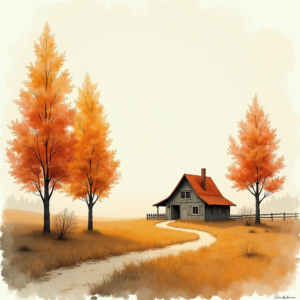 Minimalist — Cozy Countryside Cottage Nestled Among Tall Illustration Styles #0067 (Dreamina)