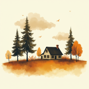 Minimalist — Cozy Countryside Cottage Nestled Among Tall Illustration Styles #0085 (ChatGPT)