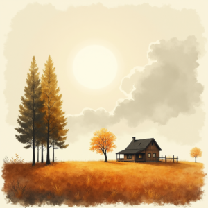 Minimalist — Cozy Countryside Cottage Nestled Among Tall Illustration Styles #0103 (Dreamina)