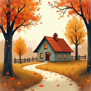 Minimalist — Cozy Countryside Cottage Nestled Among Tall Illustration Styles #0133 (ChatGPT)