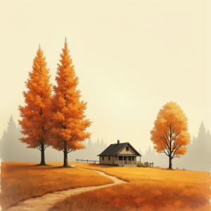 Minimalist — Cozy Countryside Cottage Nestled Among Tall Illustration Styles #0139 (Dreamina)