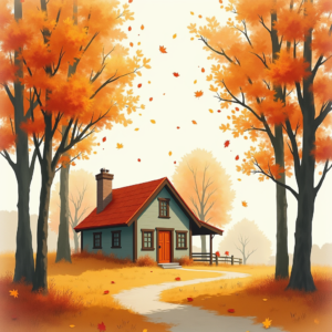 Minimalist — Cozy Countryside Cottage Nestled Among Tall Illustration Styles #0151 (Dreamina)