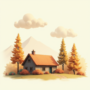 Minimalist — Cozy Countryside Cottage Nestled Among Tall Illustration Styles #0157 (ChatGPT)