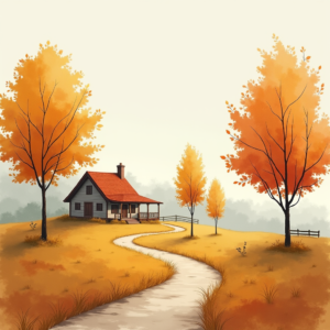 Minimalist — Cozy Countryside Cottage Nestled Among Tall Illustration Styles #0163 (Dreamina)