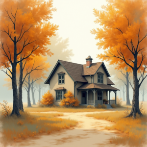 Minimalist — Cozy Countryside Cottage Nestled Among Tall Illustration Styles #0169 (ChatGPT)